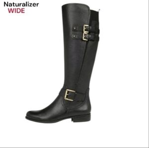 WIDE Naturalizer Jessie Black Leather Equestrian Tall Riding Boot Women 7.5 W